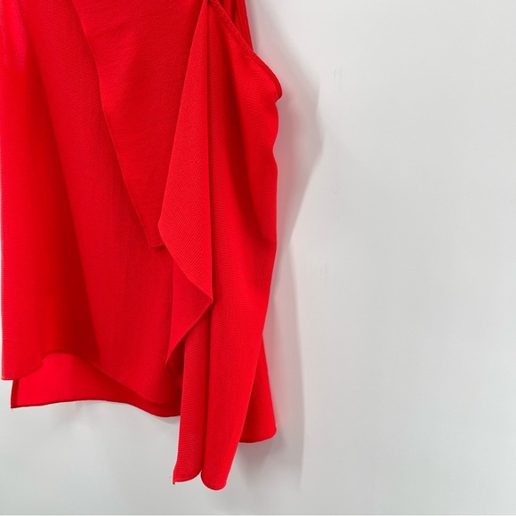 Anthropologie Sunday in Brooklyn Red Asymmetric Ruffled Sleeveless Top Size Med. - Picture 4 of 8